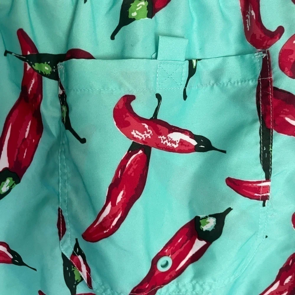 GEORGE Aqua all over print chili peppers swim trunks size 3XL (48-50)
